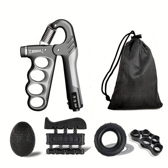 4-Hole Mechanical Grip Strength Trainer Set – Adjustable Counting Grip Strength Trainer for Men and Women, Wrist and Finger Strength Training Set