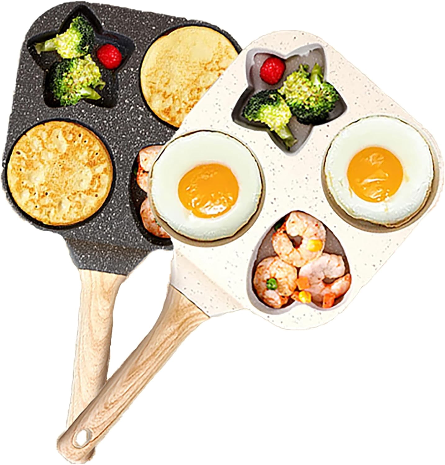 4 Hole Non Stick Egg Frying Pan, Mini Egg Poacher Pan Nonstick for 4 Eggs, Small Pancake Mold Skillet, Breakfast Frying Panfor Eggs, Steak and Pancakes, for Stovetop, Induction Compatible