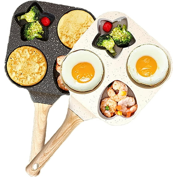 4 Hole Non Stick Egg Frying Pan, Mini Egg Poacher Pan Nonstick for 4 Eggs, Small Pancake Mold Skillet, Breakfast Frying Panfor Eggs, Steak and Pancakes, for Stovetop, Induction Compatible
