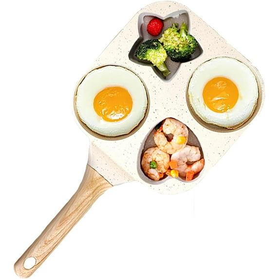 4 Hole Non Stick Egg Frying Pan, Mini Egg Poacher Pan Nonstick for 4 Eggs, Small Pancake Mold Skillet, Breakfast Frying Panfor Eggs, Steak and Pancakes, for Stovetop, Induction Compatible