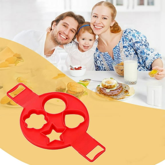 4 Hole Omelette Maker, Multi-functional Pancake Maker, Breakfast Baking Molds, Round Star Heart Shapes + Easy to Use + Non-stick Design, Family Breakfast, Quickly Makes Omelettes, Cooking UKHBMC