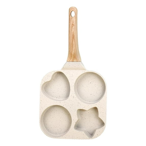 4 Hole Skillet With Handle,Mini Pancake Maker for Breakfast,Non Stick Egg Frying Pans 4 Holes Shapes Mold,Pancake Pan And Healthy Egg Cooker,Multi Purpose Flat Pan for Indoor Cooking