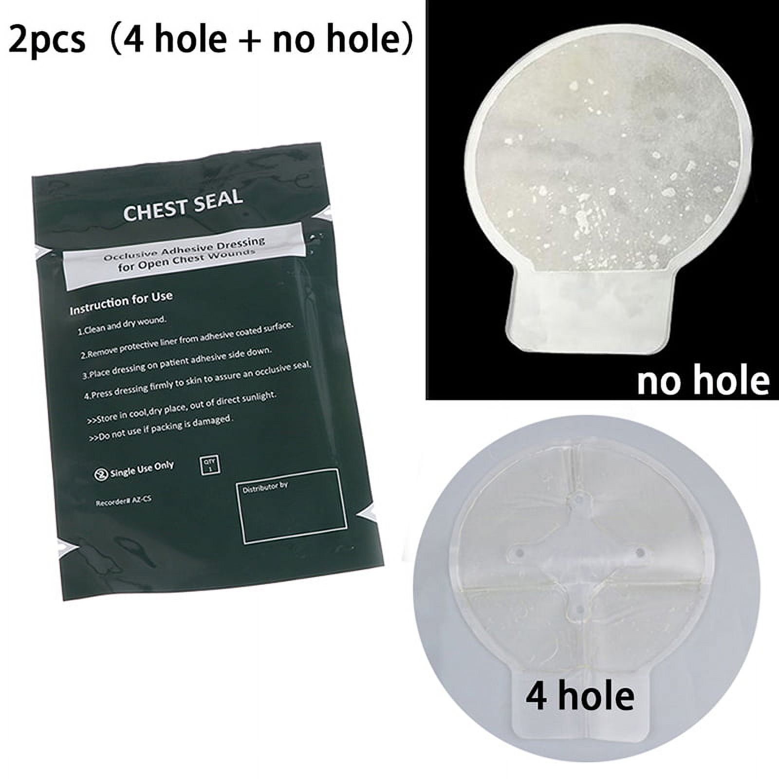 (4 Hole + no hole) 2PCS Medical Vent Chest Seal Occlusive Adhesive