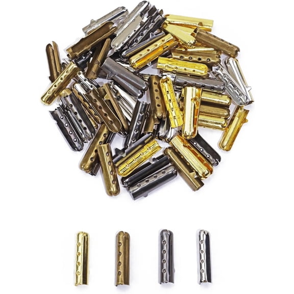 4 Holes Metal Shoelace Repair Aglets DIY Smooth Shoe Lace Tip End for Canvas Shoes Boots Sneakers Skates Shoestring Clothes Lace Repairing, 4x23mm, 80 count