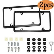 4 Holes Stainless Steel License Plate Frame Car Licence Plate Covers Black, Set of 2 Automotive Exterior Accessories