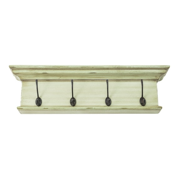 NovaSolo Halifax Mahogany Wood 4 Hook Coat Rack in Yellow