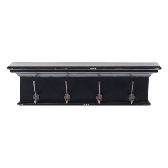 Home Wall Decorative Antique Brass Hardware 4 Hook Coat Rack - Black White Antique Finish