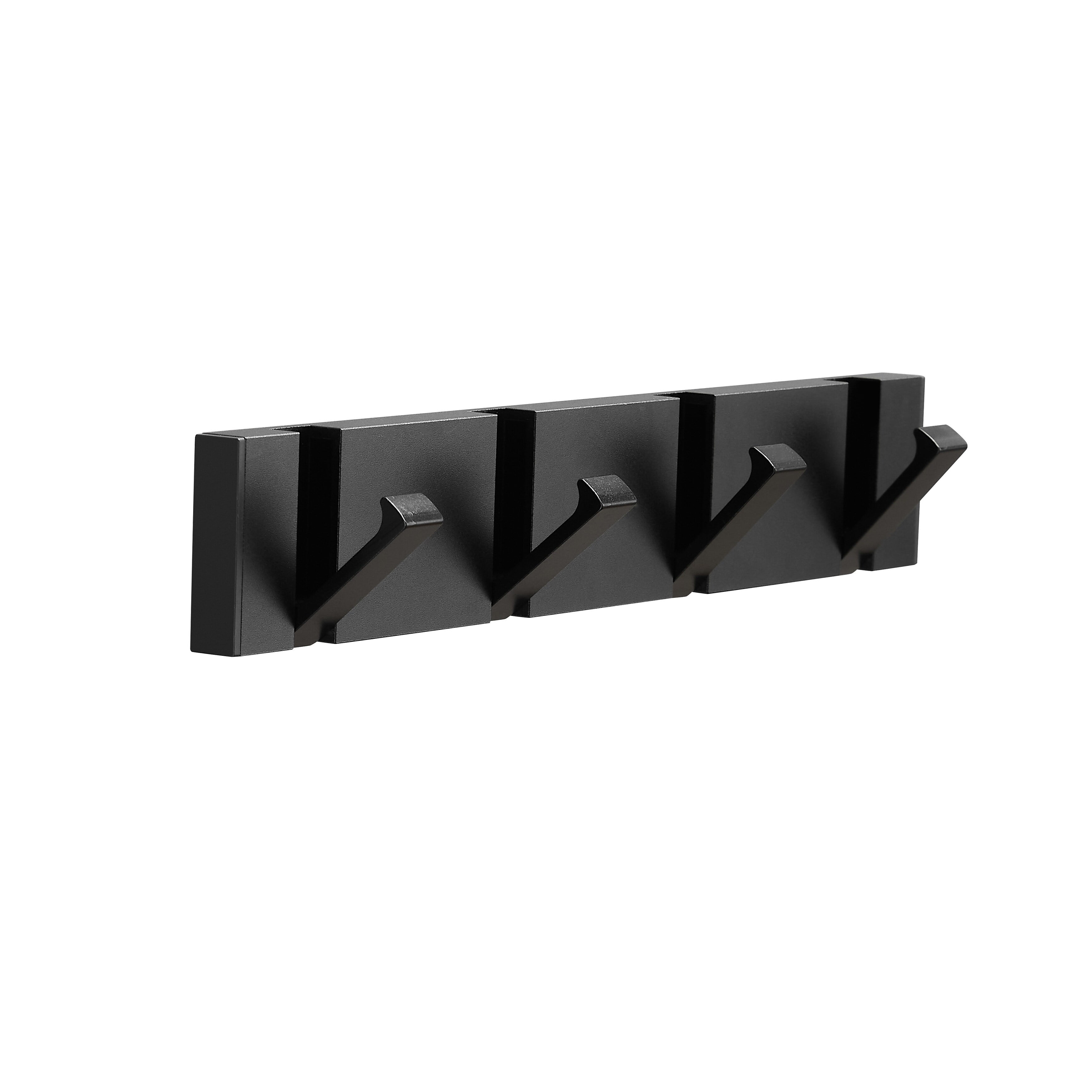 4 - Hook Retractable Wall Mounted Floating Coat Rack Black