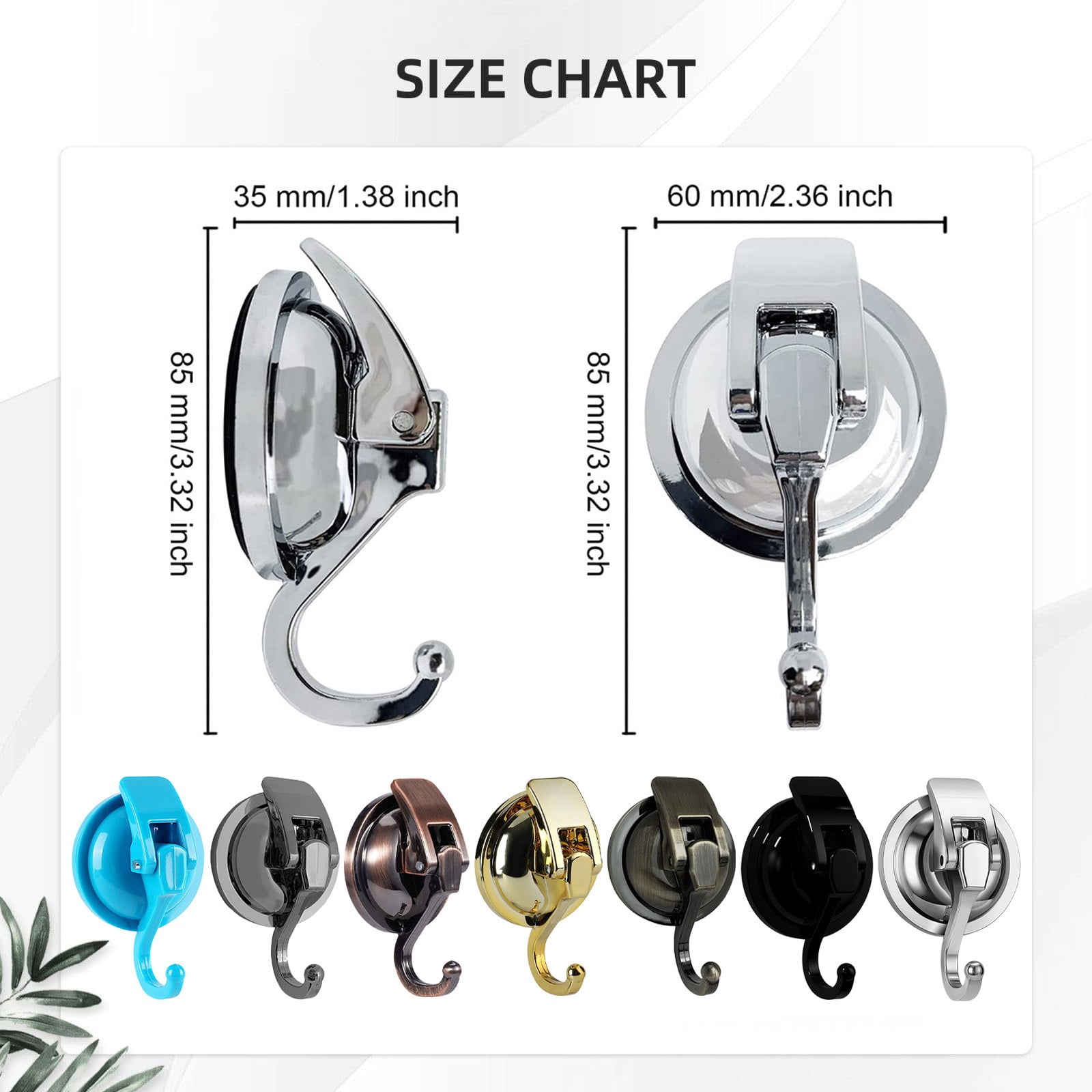 4 Hooks Removable Suction Cup Hooks (4 Pack) Silver Plated Vacuum Shower Hooks Powerful Wreath Hanger for Bathroom Restroom Kitchen