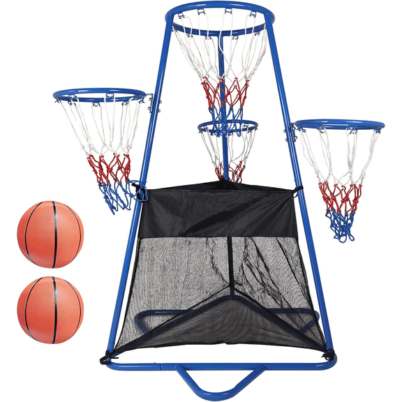 4 Hoop Basketball Set,Mini Adjustable Basketball Goal with Pump for Indoor & Outdoor Play,Fun Basketball Game for Ages 3+ Birthday Gift