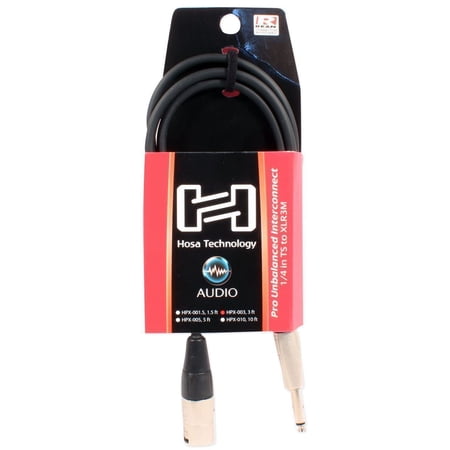 4 Hosa HPX-003 3 Foot Rean 1/4" TS To XLR 3Pin Male Pro Unbalanced Audio Cables