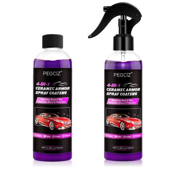 4-IN-1 Ceramic Spray Coating for Cars - Waterless Wash & Quick Detailer for Dash Board, Tires & Plastic - Shine & Protection