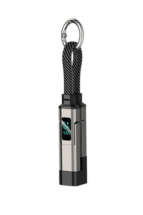 4 IN 1 DIGITAL DISPLAY KEYCHAIN CHARGING CABLE Universal Power Keychain With Multiple Connectors Braided Design And Real Time Power Display