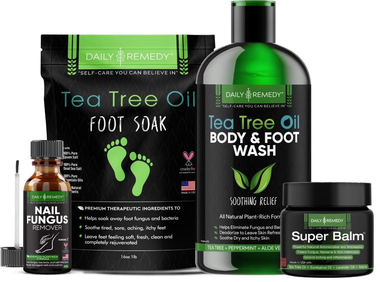 4 IN 1 FOOT CARE Treatment Kit, Made in USA, Includes Tea Tree Body