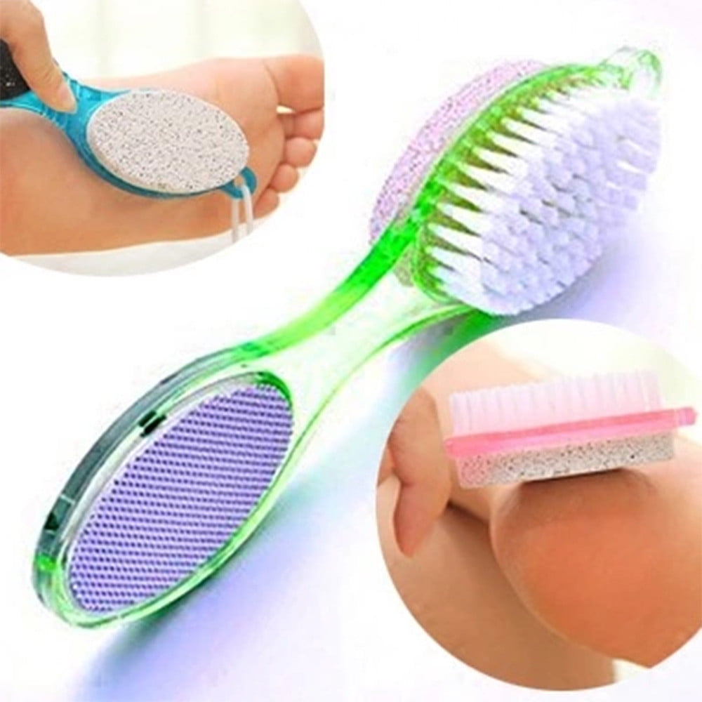 4 IN 1 Foot Care Brush Pumice Scrubber Pedicure Exfoliate Remover E0Xc