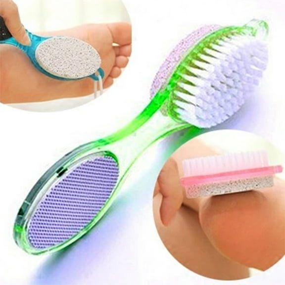 4 IN 1 Foot Care Brush Pumice Scrubber for Exfoliating and Removing Rough Skin with Integrated Pedicure Tool