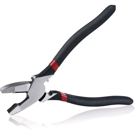 4-IN-1 Linesman Plier 9-1/2 inch with Cable Cutter, Crimping Die and Fish Tape Puller, PVC Grip Handles