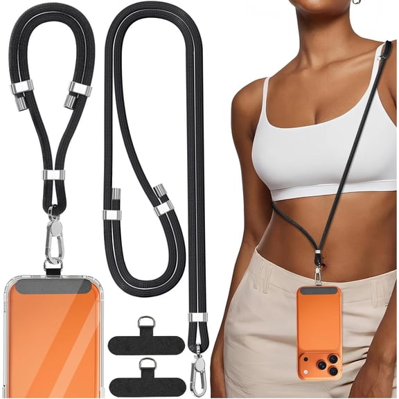 4-IN-1 Phone Lanyard, Adjustable Cell Phone Lanyard with 2 Tether Tabs, Men Women Wrist Strap for iPhone,Smartphone