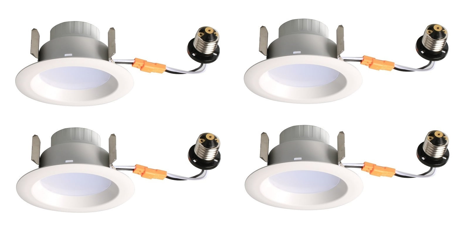 White Aluminum 4" Dimmable LED Retrofit Recessed Lights, Set of 4
