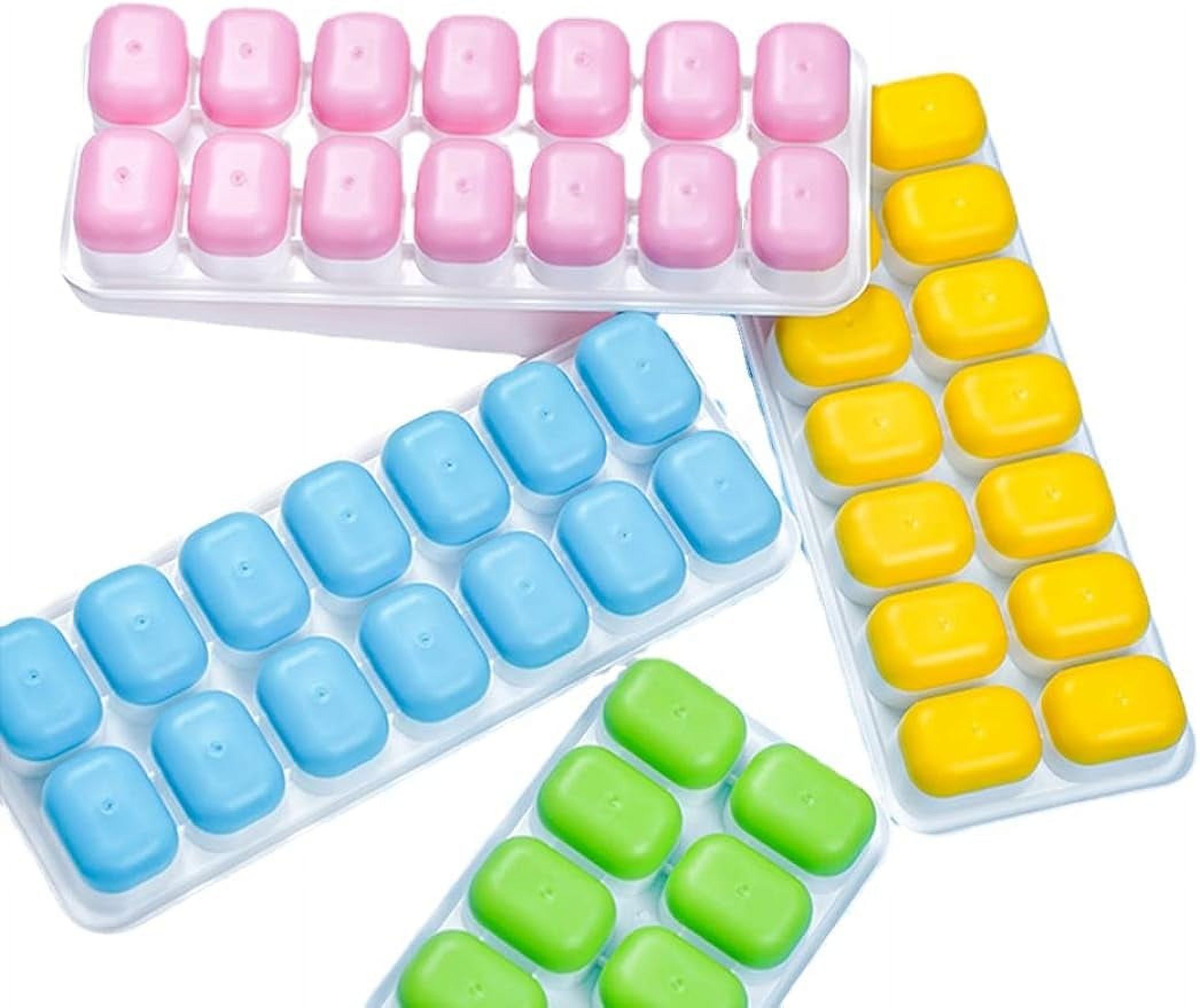 4 Ice Cubes with Square Molds, 14 Ice Cubes with Lids, Silicone Ice ...