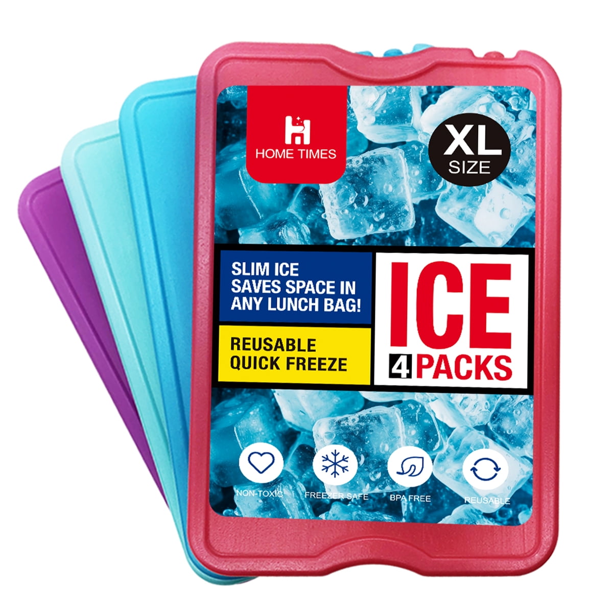 4 Ice packs for Lunch Box, Freezer Ice packs Slim Long Lasting Cool ...