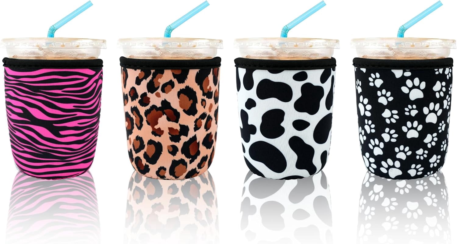 4 Iced Coffee Sleeve, Neoprene Cup Sleeves Suitable For Beverage ...