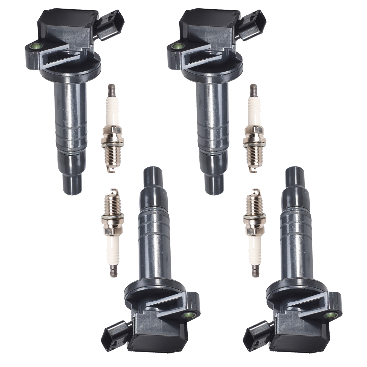 4 Ignition Coils and 4 Iridium Spark Plugs Compatible with 9908 Toyota