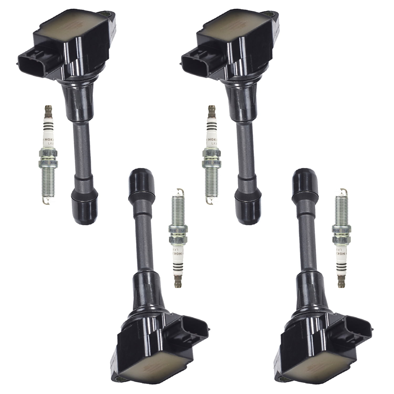 4 Ignition Coils and 4 NGK Ruthenium Spark Plugs Compatible with 2007-2019 Nissan Altima Versa Replacement for UF549