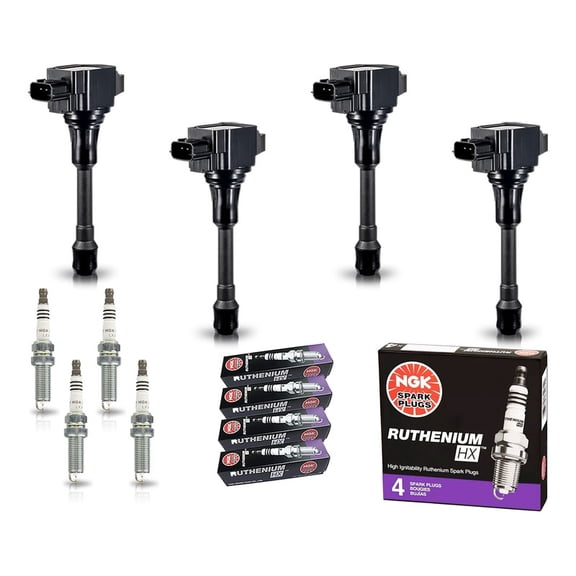 ISA 4 Ignition Coils and 4 NGK Ruthenium Spark Plugs Compatible with 2007-2018 Nissan Altima Replacement for UF549 97292