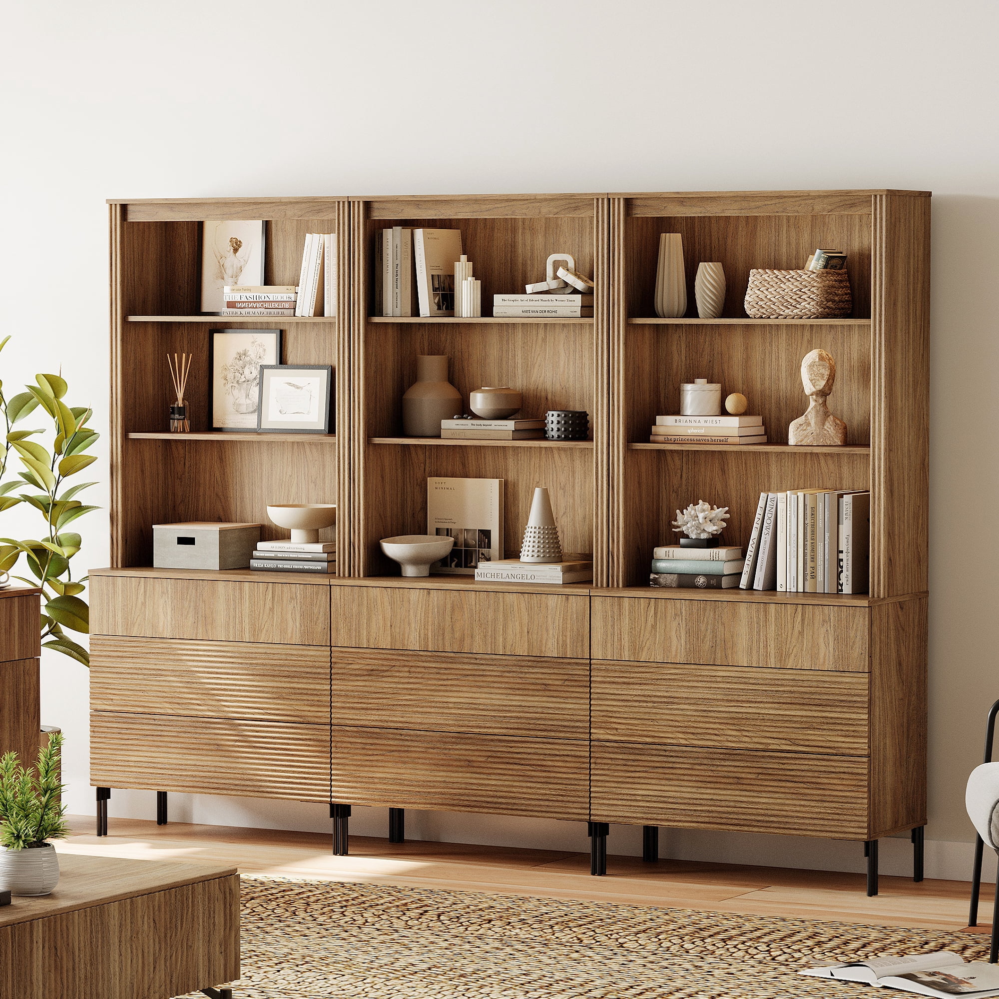 4-In-1 71"H Tall Kitchen Pantry Storage Cabinet,Large Mid-Century Modern Sideboard Buffet Cabinet Set Of 4 With Drawers And Shelves For Kitchen