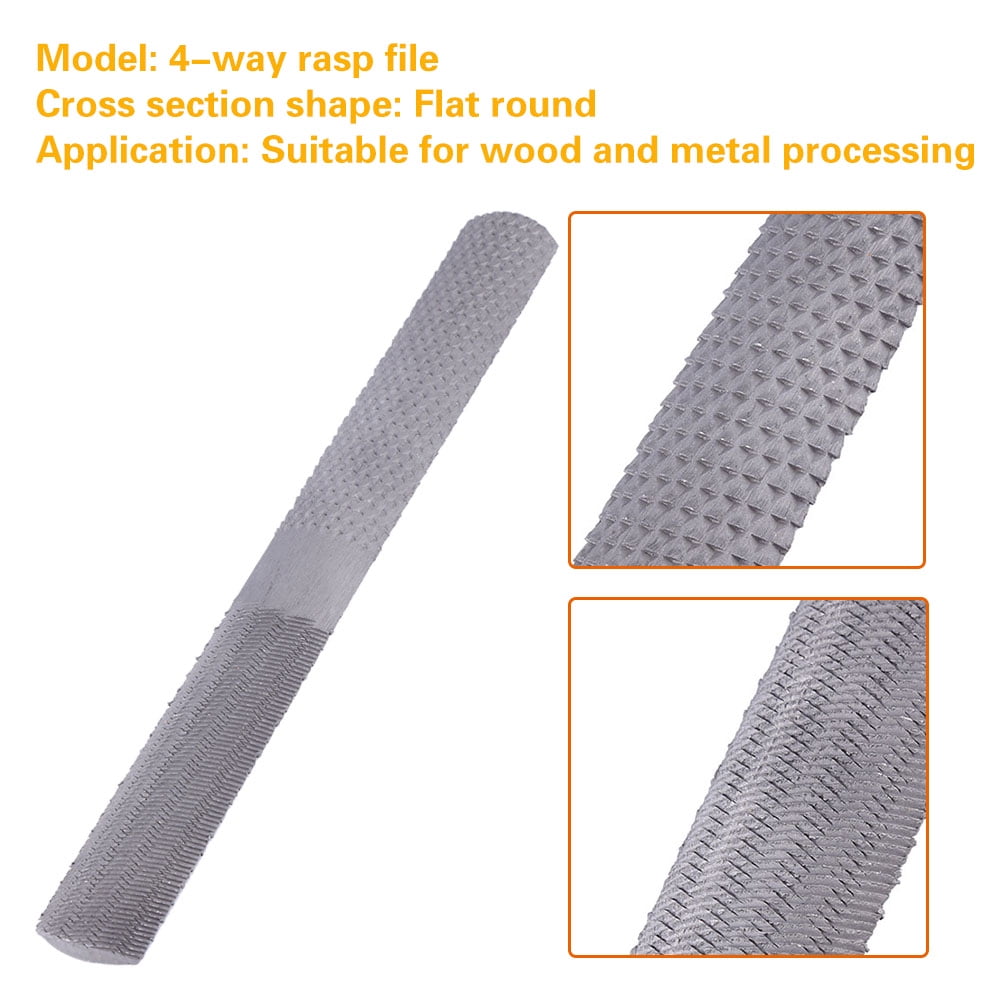 4 In 1 8inch/200mm Steel Flat Rasp File Halfround Carpentry