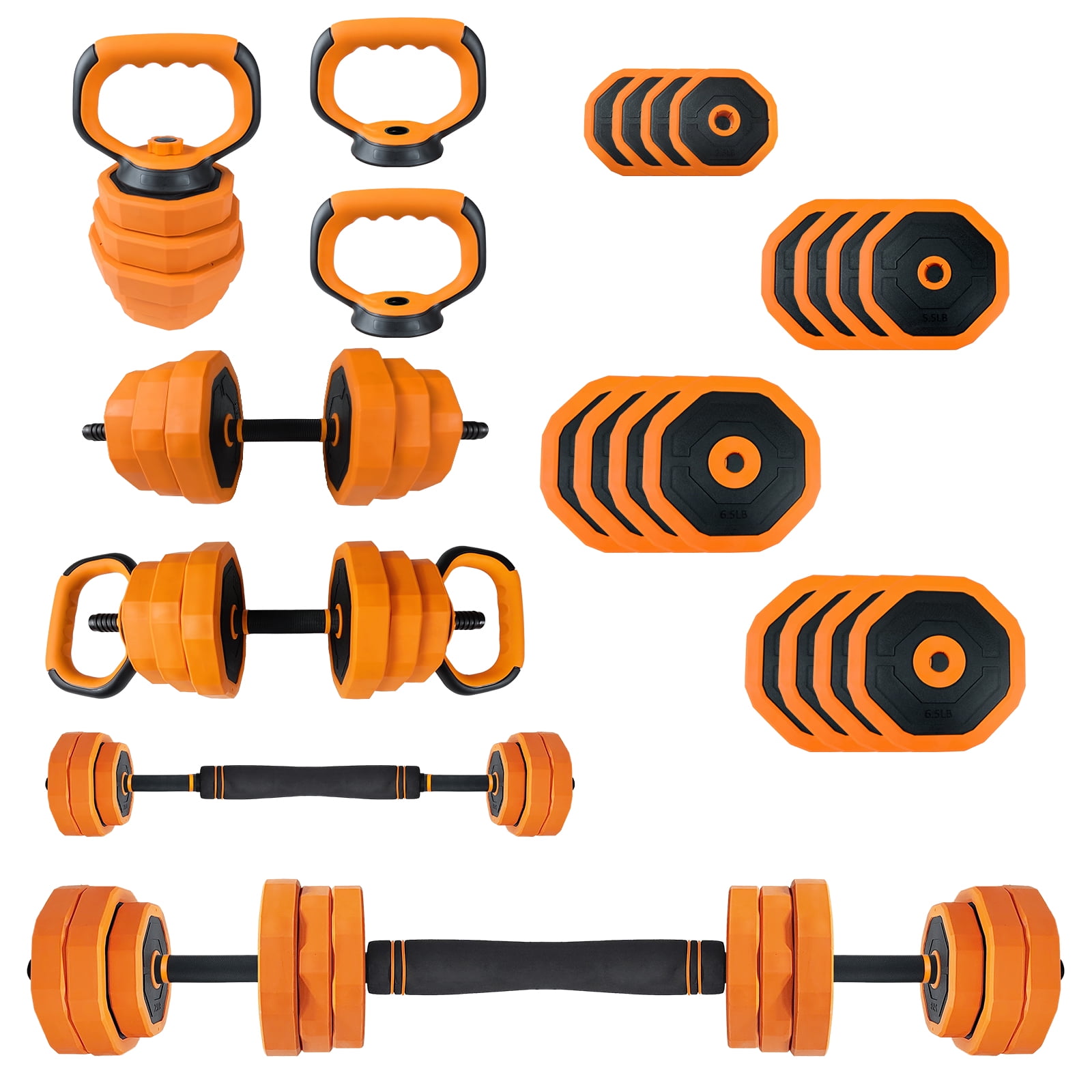 4-In-1 Adjustable Dumbbell Set (44/66/88LB) - Convertible to Barbell, Kettlebell & Push Up Stands, Home Gym Equipment for Men & Women