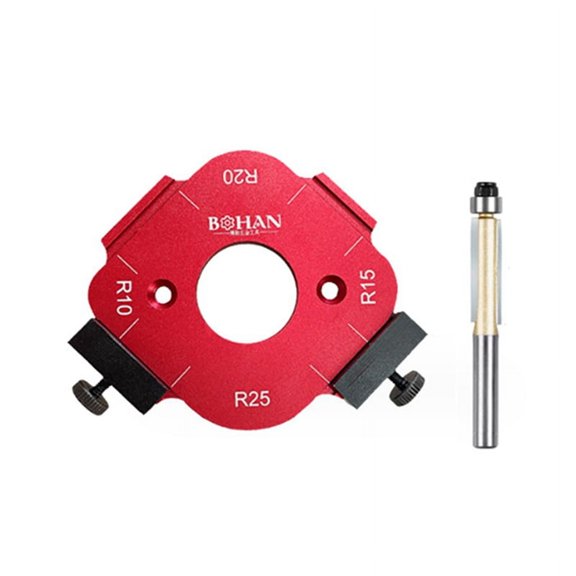 4-In-1 Arc Angle Positioning Template, Router Corner Radius Template, Corner Radius Jig Router Template, Reusable 30-50R,1 * Round Corner Jig Template 1 * Trimming knife,Red