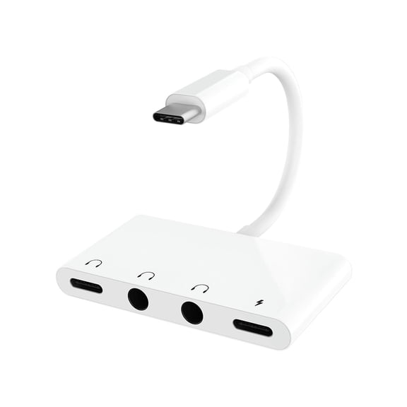4 In 1 Audio Adapter Home Office Plug And Play Charing Splitter Voice Call USB C To 3.5mm Headphone Jack Volume Control Portable