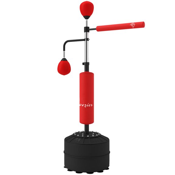 4-In-1 Boxing Punching Bag Stand with 2 Speedballs, 360 Degree Reflex Bar, Adjustable Height