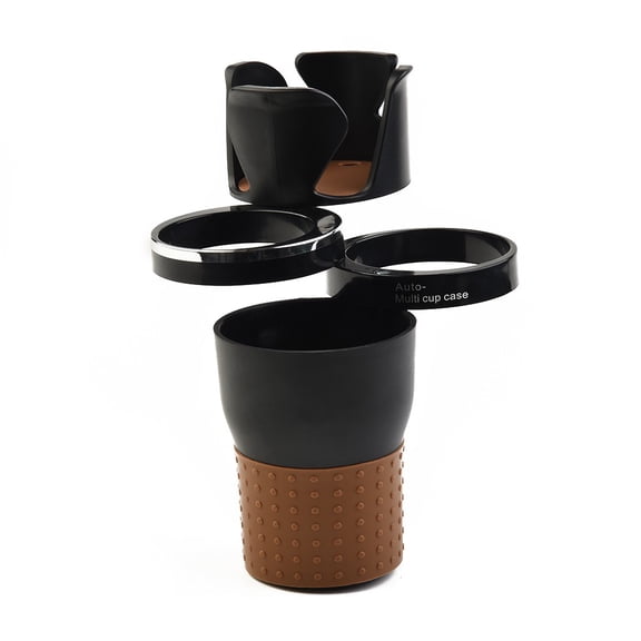 4 In 1 Car Cup Holder Vehicle-Mounted Water Cup Drink Holder Multi-Functional ABS+silicone Rotatable 3-ring Holder