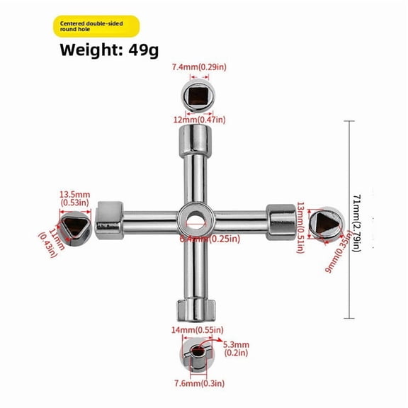 4 In 1 Cross Key Wrench With Accessories Universal Square Triangle Train Electrical Cupboard Box Elevator Cabinet