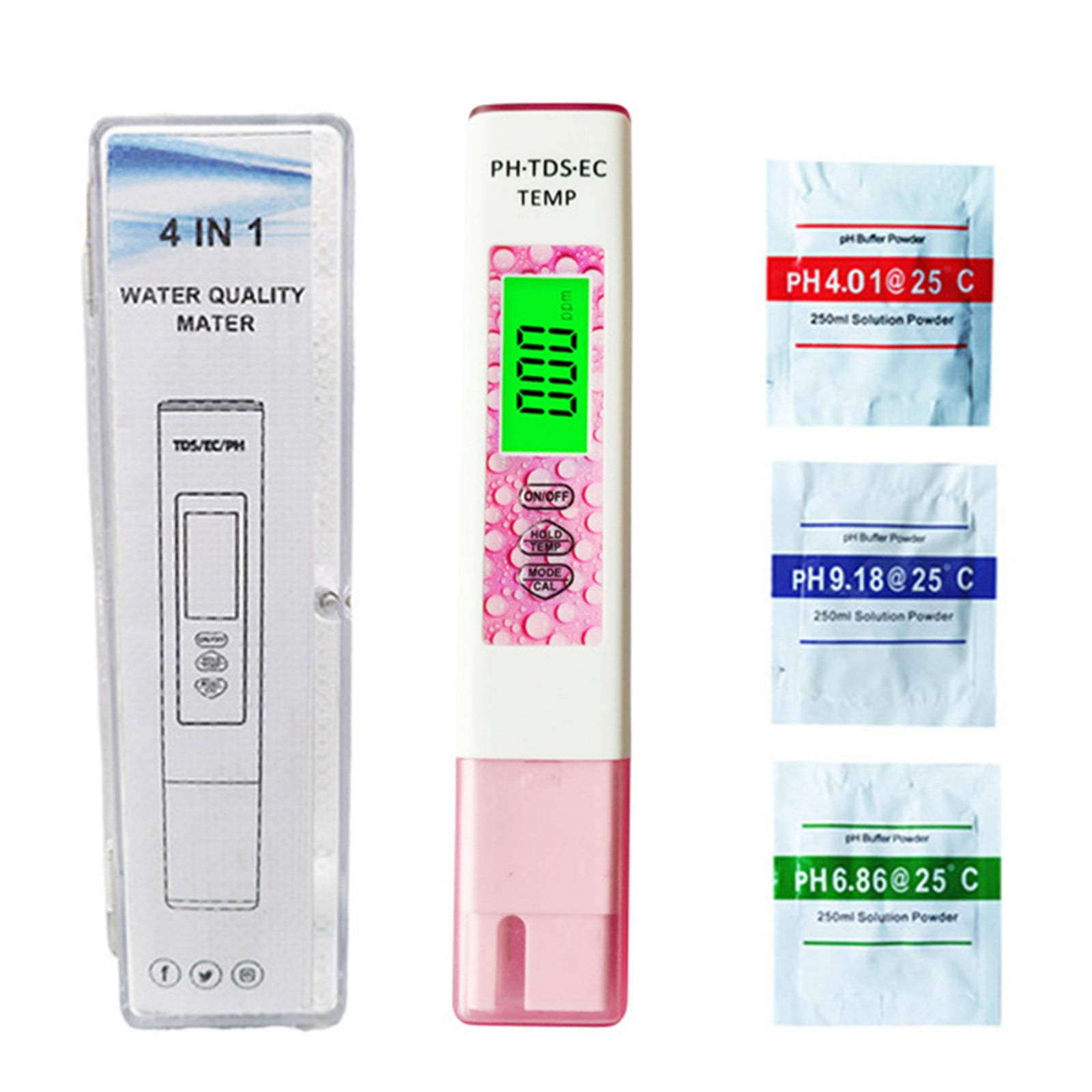4 In 1 Digital PH EC Meter Tester Hydroponics Aquarium Water Accurate Test Pen