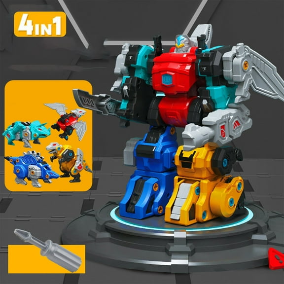 4 In 1 Dinosaur Transforming Toys for 4-6 Years Old Boys, Transform Action Figures Robot Toys for 3 4 5 6 Year Old Boys, Transform Toys for Kids