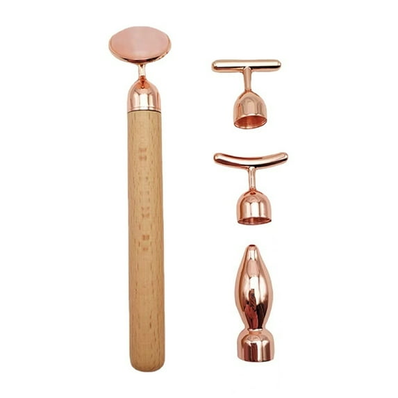 4-In-1 Electric Jade Roller & Under Eye Press, Rose Quartz Stone Facial Roller For Skincare Absorption, Flawless Contour Vibrating Facial Massager Kit, Portable And Suitable