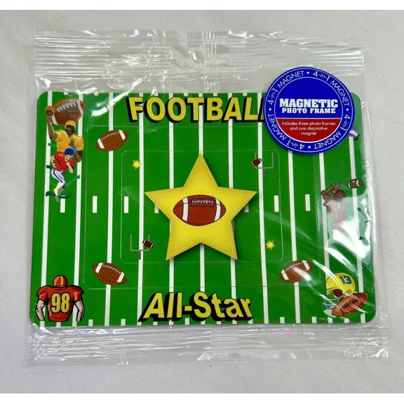 4-In-1 Football Magnetic Photo Frame Set~Frames: 5 X 7, 3 1/3 X 4 1/8New