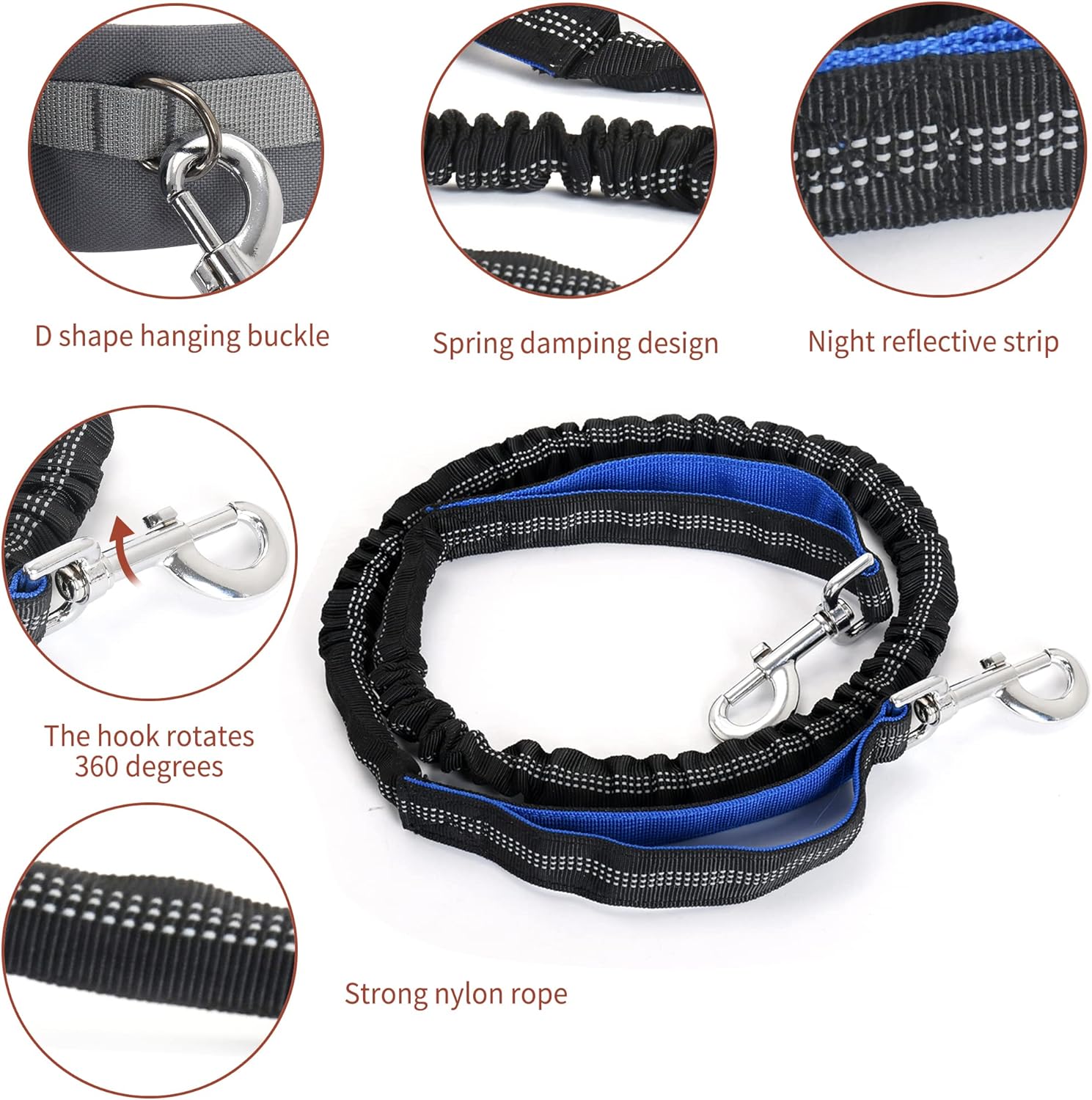 4In1 HandsFree Dog Leash Set; Retractable HandsFree Dog Leash