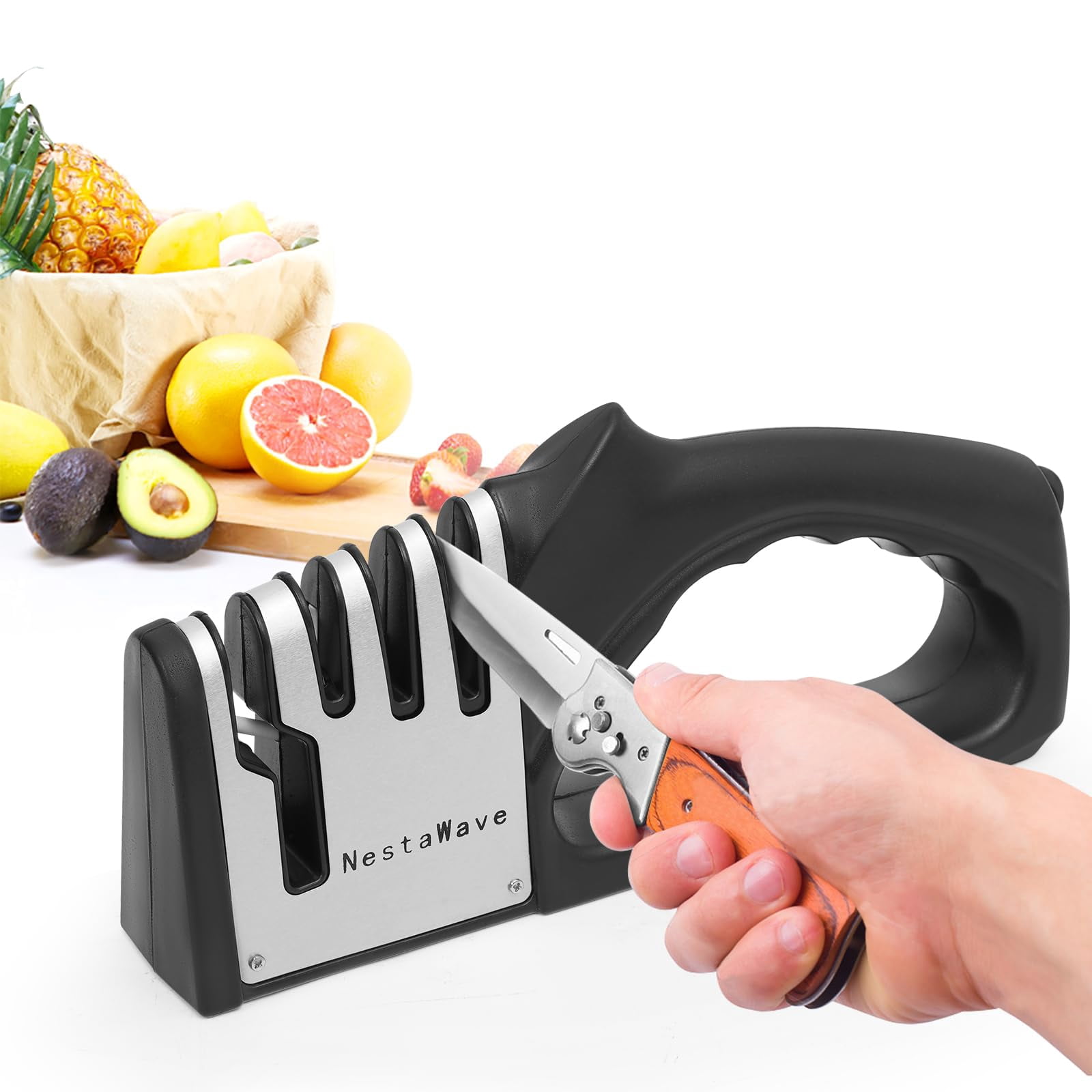4-In-1 Kitchen Knife Sharpener, Multi-Functional Knife Sharpening Kit ...