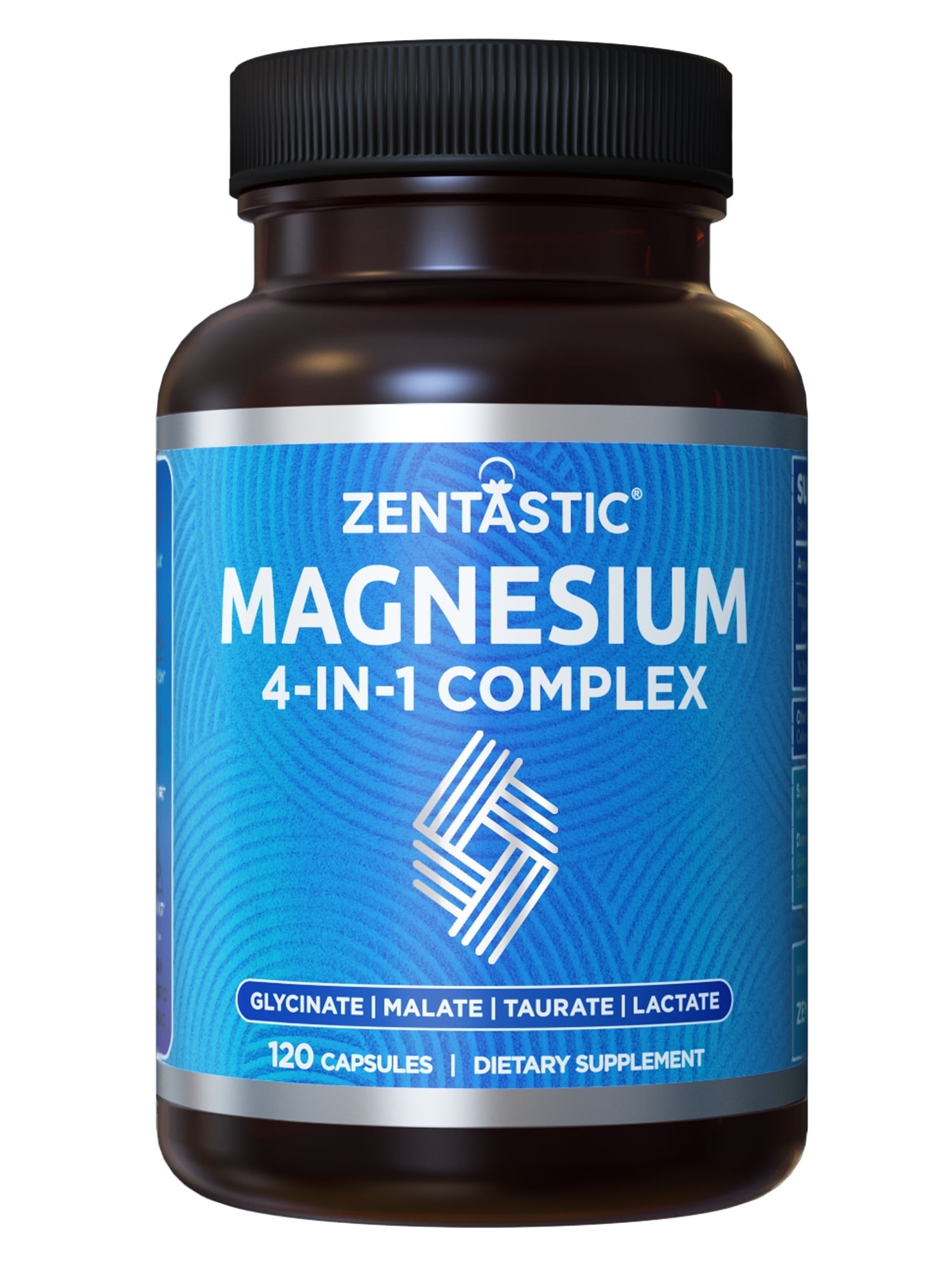 Zentastic 4-in-1 Magnesium Complex - Glycinate, Malate for Muscle & Bone Support - 120 Capsules