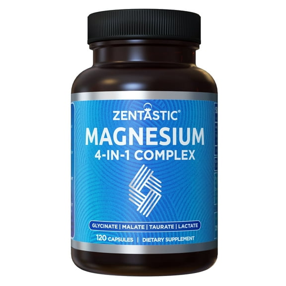 Zentastic 4-in-1 Magnesium Complex - Glycinate, Malate for Muscle & Bone Support - 120 Capsules
