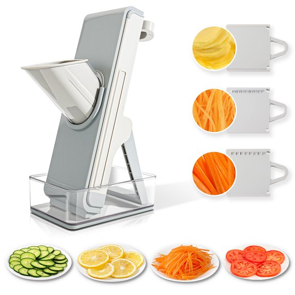 4-In-1 Mandoline Slicer for Kitchen, Vegetable Chopper with Safety Blade Design