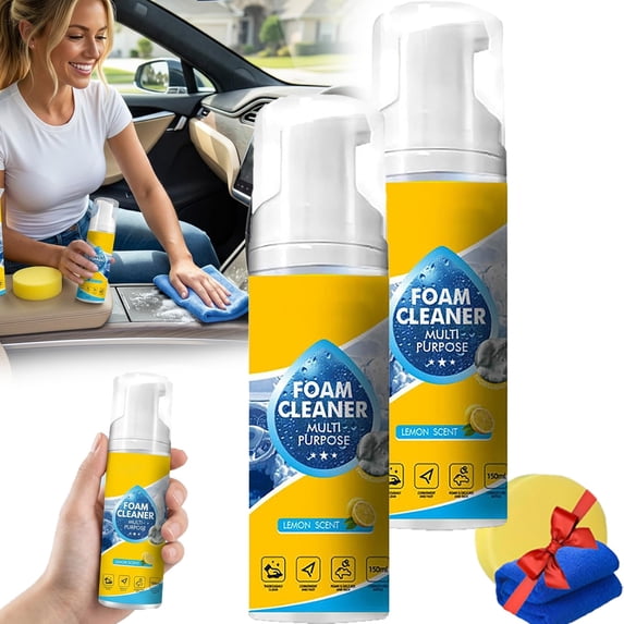 4-In-1 Multi-Enzyme Foam Cleaner - Enzyme Cleaner,All-Purpose Rinse-Free FoamCleanerSpray, for Car & Home