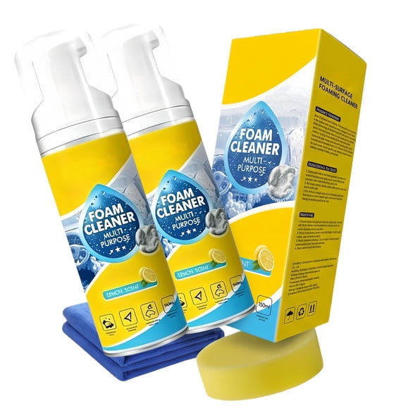4-In-1 Multi-Enzyme Foam Cleaner, Powerful & Multipurpose Car Interior Foam Cleaner,Foam Cleaner All Purpose for Car, Kitchen,Bathroom & Sofa (2Pcs)