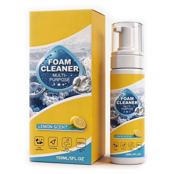 4-In-1 Multi-Enzyme Foam Cleaner – Professional All Purpose Foam Cleaner, Powerful & Multipurpose for Car Interior, Kitchen, Bathroom, Sofa, Lemon Fresh Scent, Deep Clean