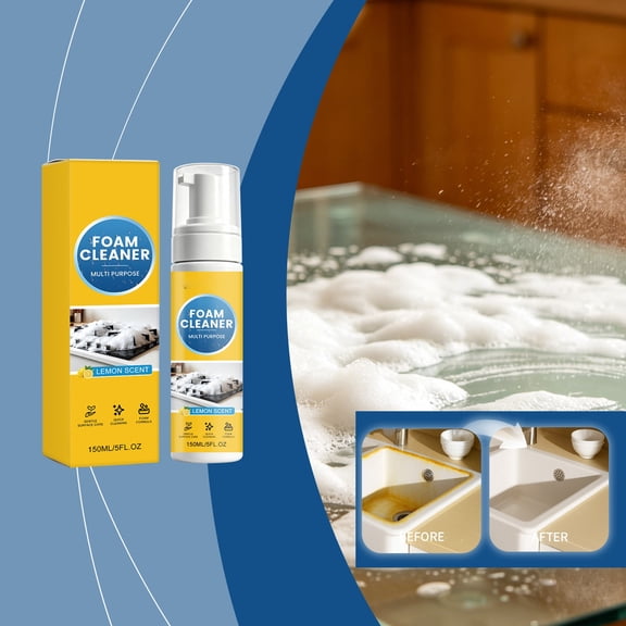 4-In-1 Multi-Enzyme Foam Spray Cleaner 5oz/150ml, All-Purpose Deep Cleaning Spray,Powerful & Multipurpose Car Interior Foam Cleaners Heavy Duty House Car Detailing Products,Kitchen,Bathroom